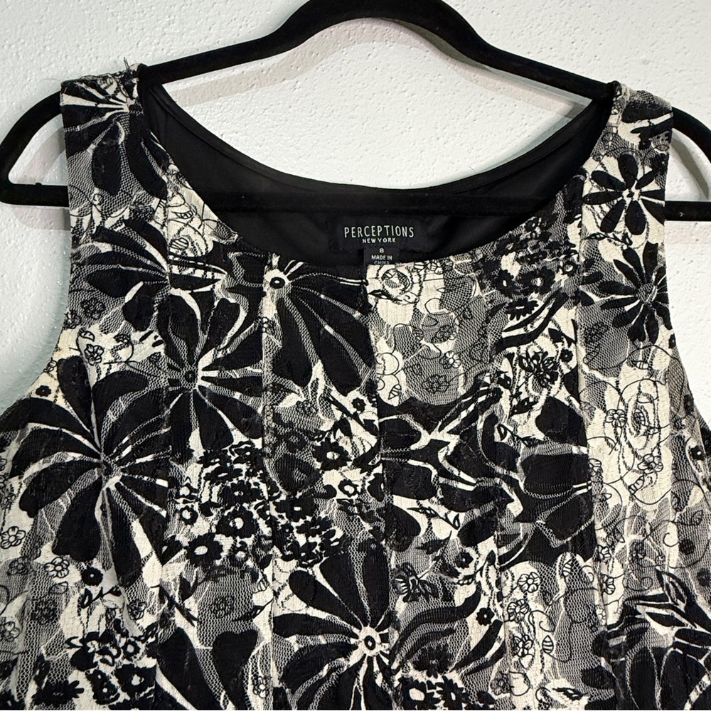 Perceptions Black, Gray & White Patterned Midi Dr… - image 2